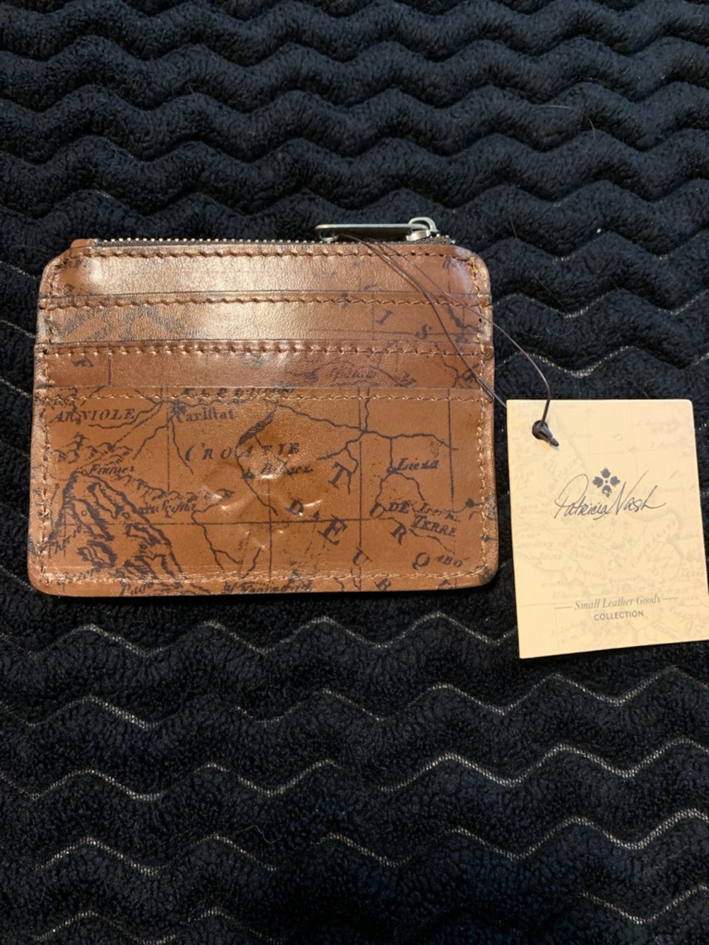 Patricia Nash Brown Map-Print Leather Card Holder